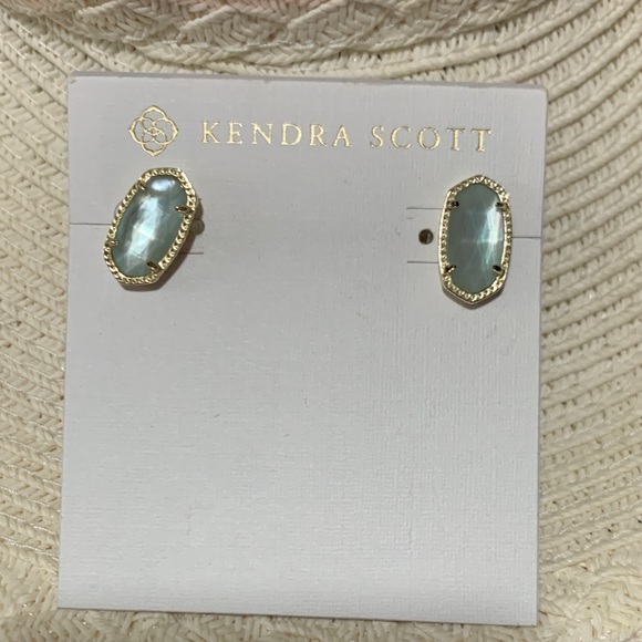 Kendra Scott Jewelry - Kendra Scott Gold Plated Aqua Glass Elle Studs